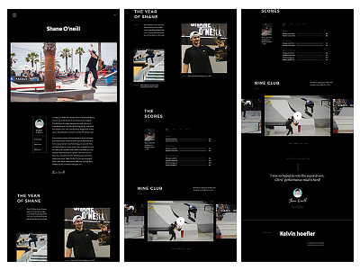 Skater Detailpage about bio detail inner page profile skateboarding ui ux video