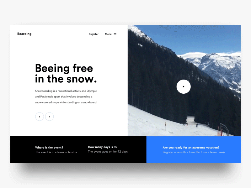 Snowboarding Pageload skillshare pageload ux principle animation ui