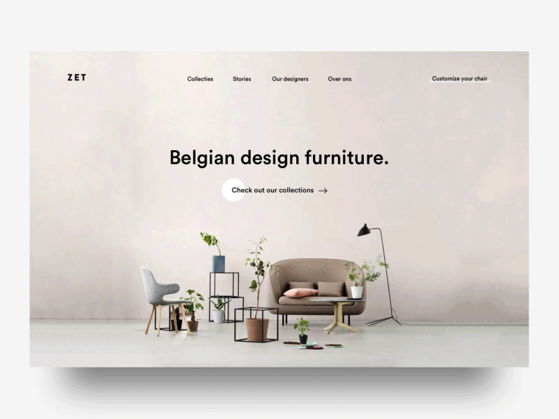 Zet Pageload animation chair design furniture onboard pageload tables title ui ux