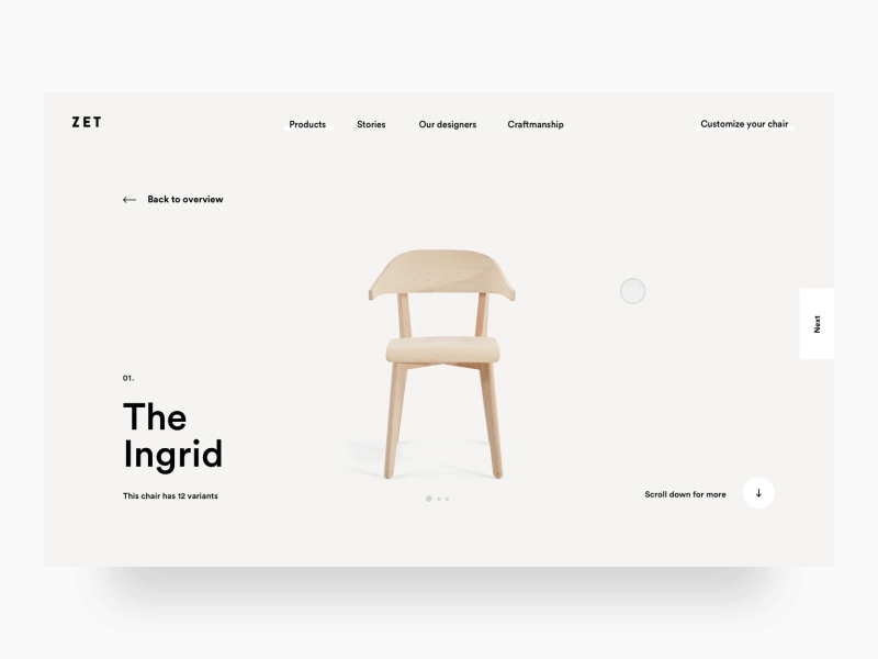 Chair Page Transition animation chair design furniture interaction navigation page sidebar transition ui ux