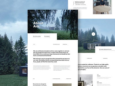 About Page about cabin design house landing minimal nature outdoor page ui ux