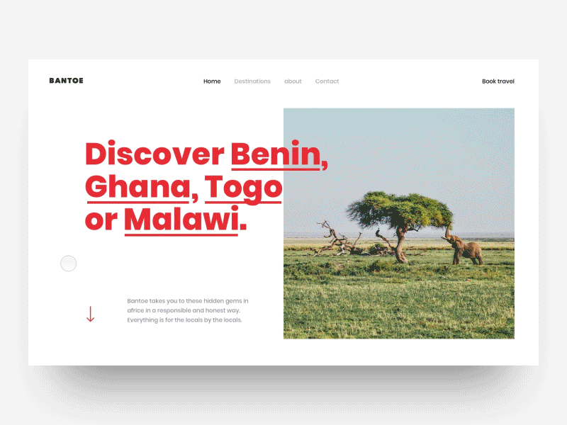 Interaction Idea africa call to action design honest hover responsible travel ui ux