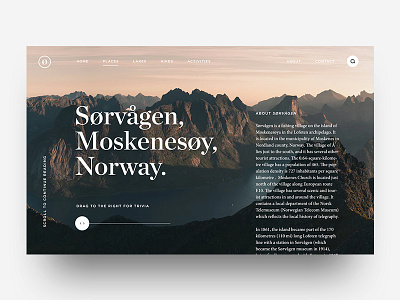 Sørvågen design destination detailpage scroll travel typography ui ux