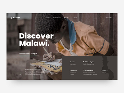Discover Malawi design destination detailpage hero travel ui ux