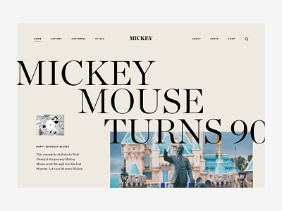 Happy birthday Mickey design disney editorial mickeymouse serif typography ui ux walt
