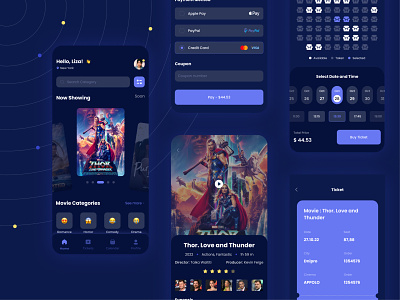 Mobile app for Movies (darck) app cinema design movies ui