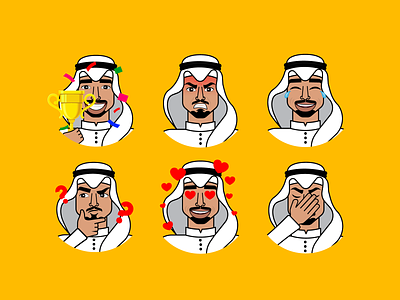 Khaleeji Emojis arab arabic branding design emirates emojis expressions faces gulf illustraion local middleeast saudi saudi arabia stickers uae vector