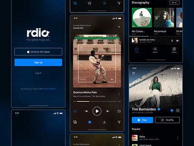 Music Player Challenge / Rdio Redesign app black challenge daily ui interface login music music player onboarding rdio ui ui design uidesign
