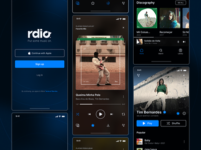 Music Player Challenge / Rdio Redesign app black challenge daily ui interface login music music player onboarding rdio ui ui design uidesign