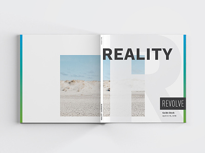 REALITY Revolve Guide Book clean conference book israel journey print design white space
