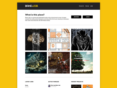 Band Job Redesign band job bands community music redesign the black axe web website