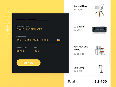 Card Checkout checkout credit card form payment ui yellow