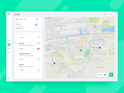 Bus Monitor | Light Version app bus cards clean dashboard green interface map route ui web
