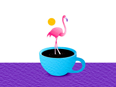 Fred the Flamingo cafe coffee flamingo graphic design illustration third wave tropical ui watercolor