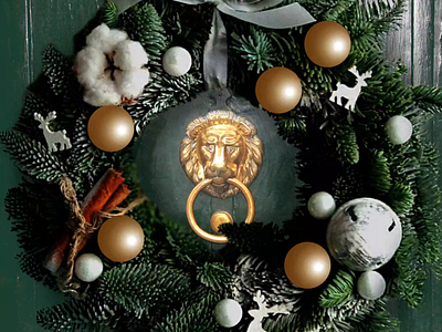 Decorations advent christmas design holidays illustration lion narnia wreath