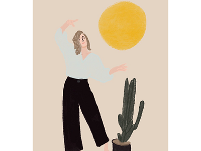 Sun dance gouache illustration woman