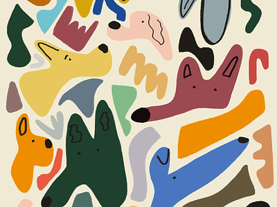 Abstract blob dogs illustration