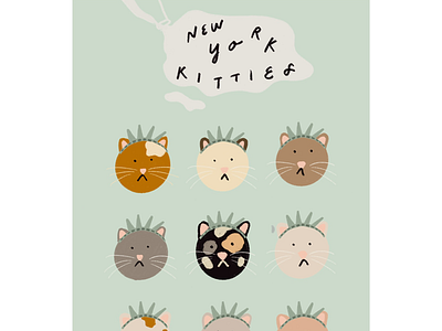 Kitties of New York City cats illustration nyc