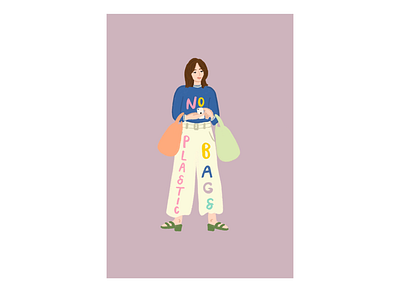 No plastic bags! baggu illustration plastic recycling sustainability woman