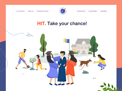 HIT abroad animals colors design graphic illustration landing page paint people plants school sketch study ui university ux volunteering web website