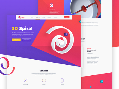 3D Spiral 3d design flat font glass icon illustration logo site typography ui ux web wireframe design