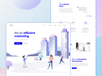 Rise marketing agency business clean creative illustration landing page marketing social media startup trend ui ux web website