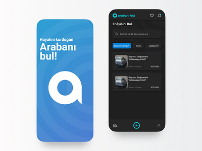 Arabanı Bul Mobil Uygulama Arayüz Çizimi