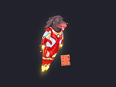 Iron Dog adobe ilustrator art charachter charachter design comix dachshund dog dog illustration fantastic heroes illustration iron t shirt t shirt design t shirt graphic