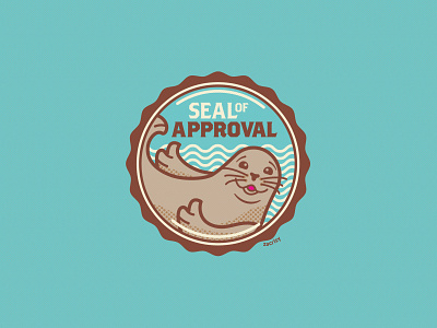 Seal of Approval animal approval approved badge cute design halftones happy icon illustration minimal patch pun seal seal of approval sealife thumbs up underwater vector waves