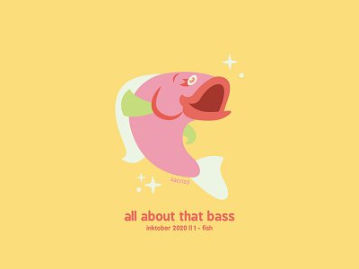 Inktober 2020 - Day 1 - Fish all about that bass bass cute design fish fishing food illustration inktober minimal pun stars vector