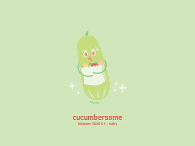 Inktober 2020 - Day 3 - Bulky bulky cucumber cucumbersome cumbersome cute design food foodie groceries happy heavy illustration inktober load minimal pun vector