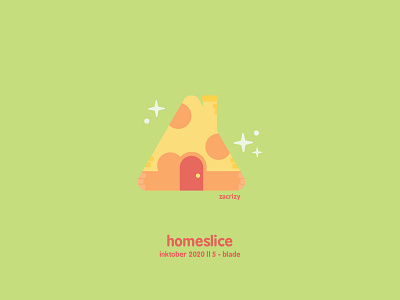 Inktober 2020 - Day 5 - Blade blade cute design food happy home homeslice house illustration inktober minimal pepperoni pizza pun slice sliced vector
