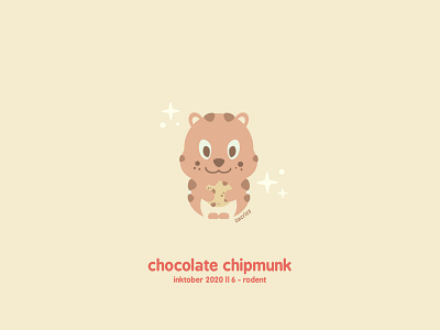 Inktober 2020 - Day 6 - Rodent animal chipmunk chocolate chip cookie cute design food happy illustration inktober minimal pun rodent small vector wordplay