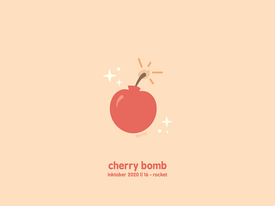Inktober 2020 - Day 16 - Rocket bomb boom cherry cherry bomb cute design explosive food fruit fuse happy illustration inktober minimal pun vector