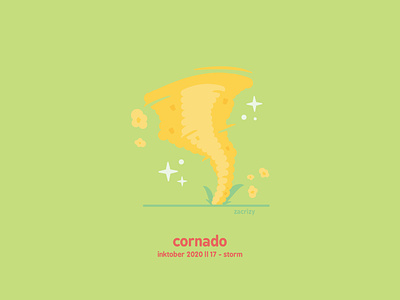 Inktober 2020 - Day 17 - Storm corn cornado cute cyclone design food happy illustration inktober minimal popcorn pun storm stormy tornado vector vortex