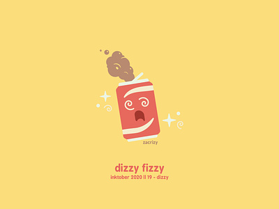Inktober 2020 - Day 19 - Dizzy beverage can coca cola coke cute design dizzy drink exploding fizzy foam food icon illustration inktober minimal pun shaken soda vector