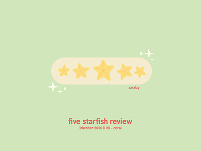 Inktober 2020 - Day 20 - Coral aquatic coral coral reef cute design feedback fish five star review food happy illustration inktober minimal pun rating restaurant review starfish under the sea vector