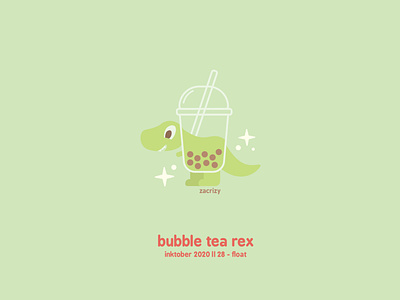 Inktober 2020 - Day 28 - Float boba tea bubble tea bubbles cup cute design dinosaur dinosaurs drink food happy illustration inktober liquid minimal plastic cup pun straw trex vector