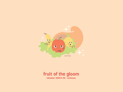 Inktober 2020 - Day 30 - Ominous apple banana cornucopia cute design food fruit fruit of the loom gloom happy illustration inktober minimal ominous pineapple pun rotten fruit vector zombie zombies