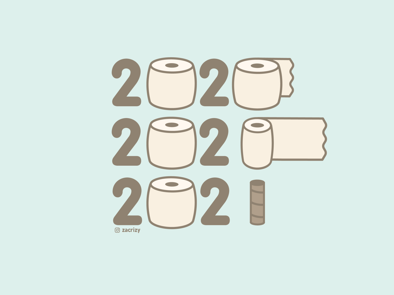 Bye 2020! 2020 2020 design 2021 cute design funny happy humor illustration minimal new year new year countdown pun toilet paper vector