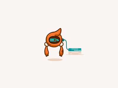 Kit - Downloading asterisk branding character design cute design download droid happy illustration kit mascot minimal plugged in progress bar robot servers upload vector