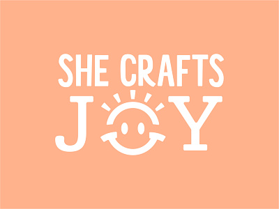 She Crafts Joy - full logo branding cute design etsy branding etsy shop happy huntsville illustration logo minimal smile smiley smiley face sunny sunshine vector