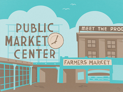 Pikes Market illustration pikes market seattle sightseeing vector