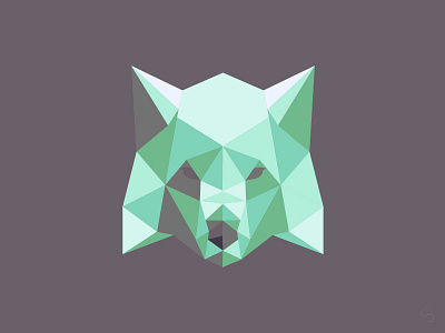 Poly Wolf geometric green low poly wolf