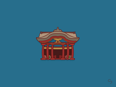 Cute Japan - Day 2, Shrine cute dazaifu design doodle of the day illustration japan shrine temple travel vector
