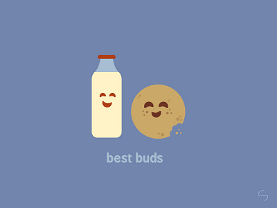 Best Buds buddies cookies cute food foodie fun illustration milk vector yum
