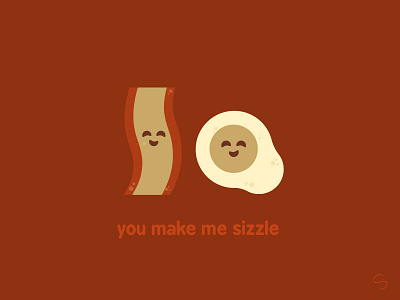 You Make Me Sizzle bacon breakfast buddies cute eggs food foodie fun illustration sizzle vector