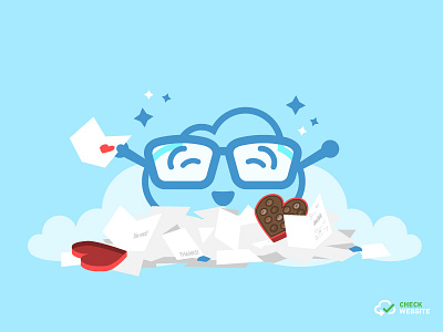 Happy SysAdmin Day!! Thanks check website chocolate hearts cute happy illustration mascot pile of cards sysadmin tech thaddeus thank you vector