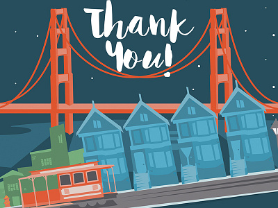 Thank you Trolley city cocktail golden gate illustration san francisco thank you trolley vector