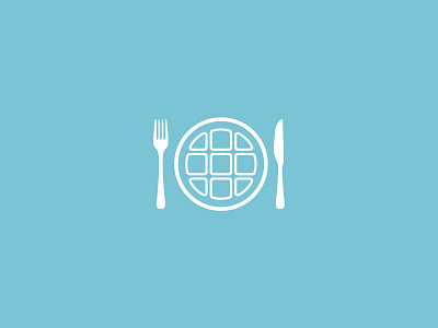 Waffle Saturday Concept Logo blog eat food fork icon knife logo minimal plate saturday vector waffle